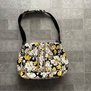 Yellow And Black Quilted Floral Vera Bradley Crossbody Bag